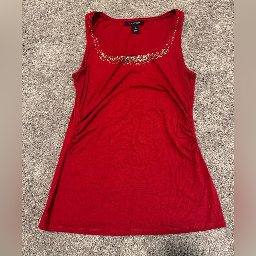 White House Black Market Red Embellished Blouse